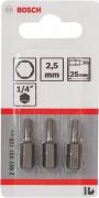 Set de biți hexagonali HEX Bosch 2607001720 – 2,5 mm, lungime 25 mm
