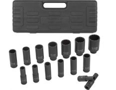 Set de capete tubulare adânci cu impact, 12 fețe FORSAGE F-4166D-9MPB (15 piese, 1/2")