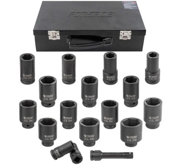 Set capete tubulare de impact adânci Forsage F-6163-5MPB, 3/4" DR, 16 piese