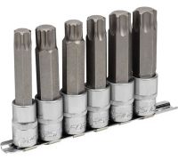 Набор головок-бит разнопрофильных Spline-Torx на планке (6 шт; 1/2") Forsage F-40918L