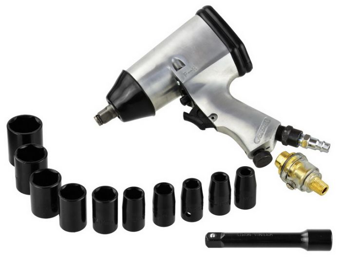 Cheie pneumatică cu impact 1/2" cu set de tubulare 8–27 mm GEKO G00580