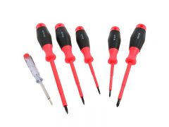 Set șurubelnițe izolate GEKO G30623 cu tester tensiune (6 buc.)