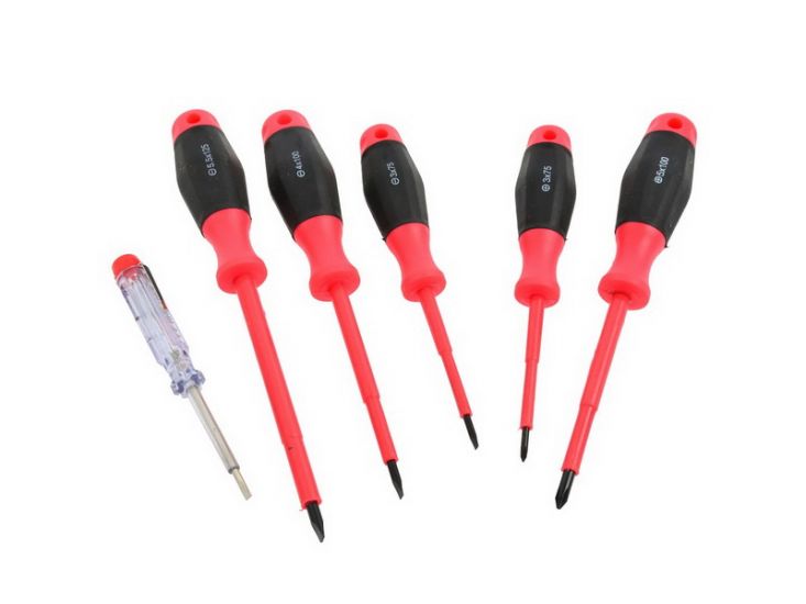 Set șurubelnițe izolate GEKO G30623 cu tester tensiune (6 buc.)
