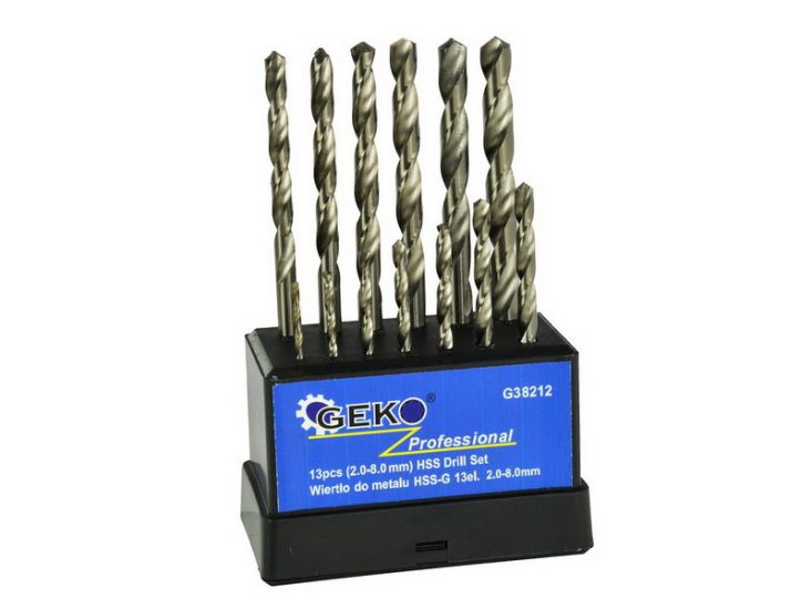 Set burghie metal HSS GEKO G38212 (2–8 mm, 13 buc.)