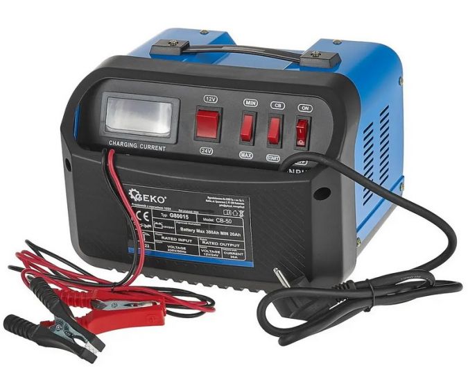 Redresor cu funcție de pornire GEKO CB50 12/24 V (20–380 Ah) G80015