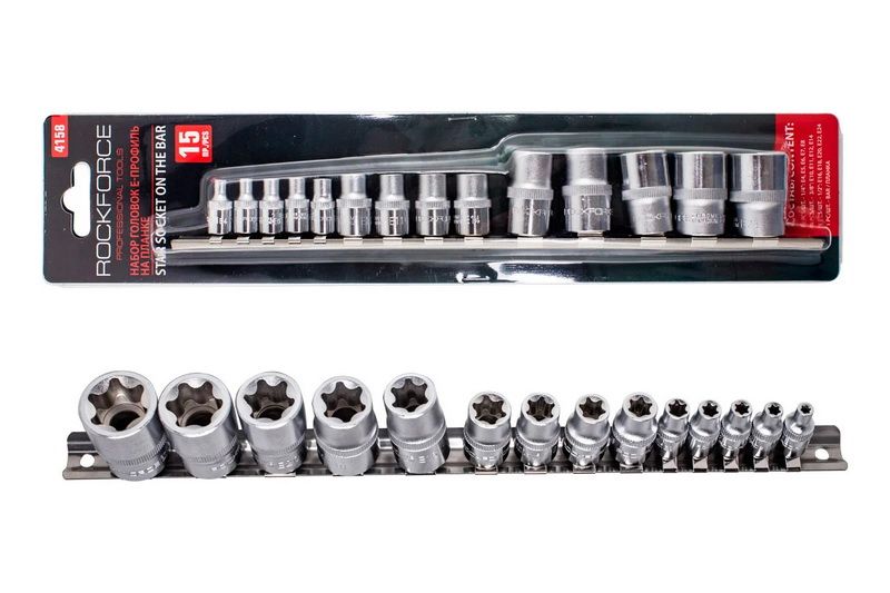 Set capete tubulare Rockforce RF-4158 TORX 1/2"&1/4"&3/8"DR E4-E24