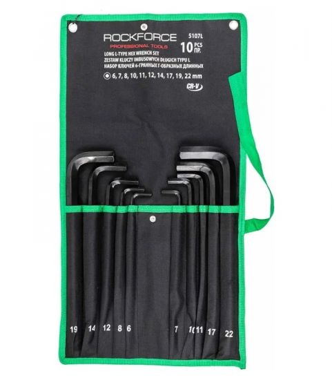 Set chei Rockforce lungi în formă de L, hexagonale, 10 buc. RF-5107L