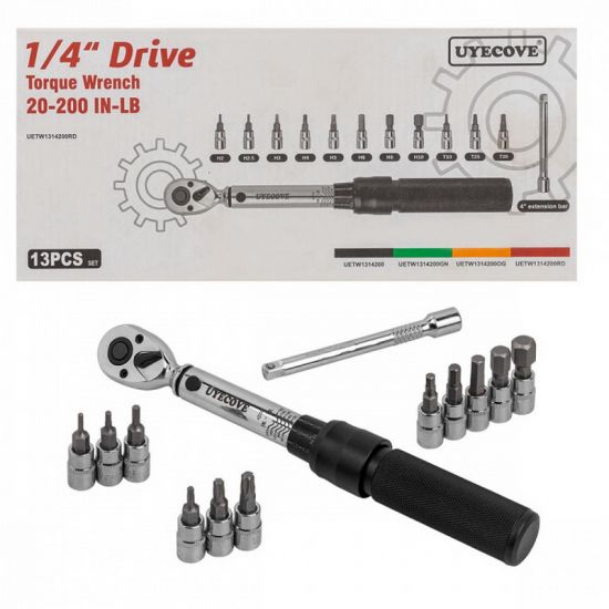 Cheie dinamometrică cu clichet și fixare rapidă UYECOVE UETW1314200, 13 piese