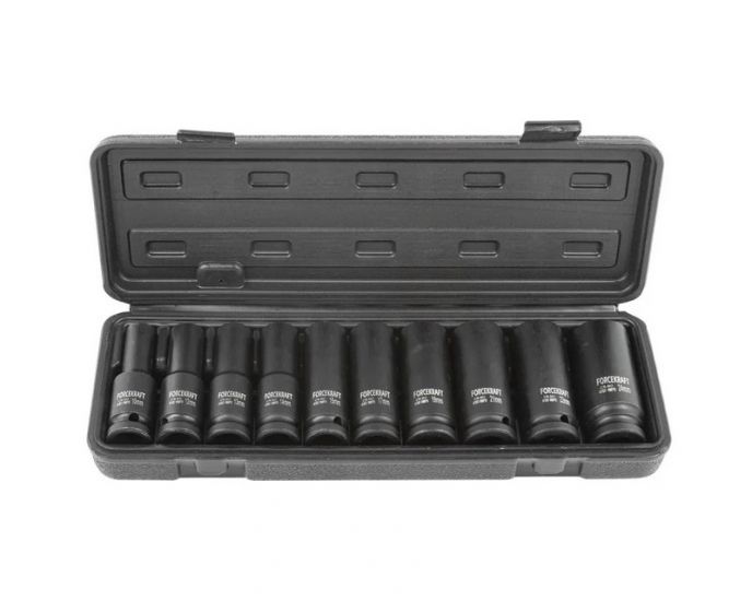 Set de capete tubulare cu impact adânci FORSAGE F-4107-9MPB (10 piese, 1/2", 12 fețe)