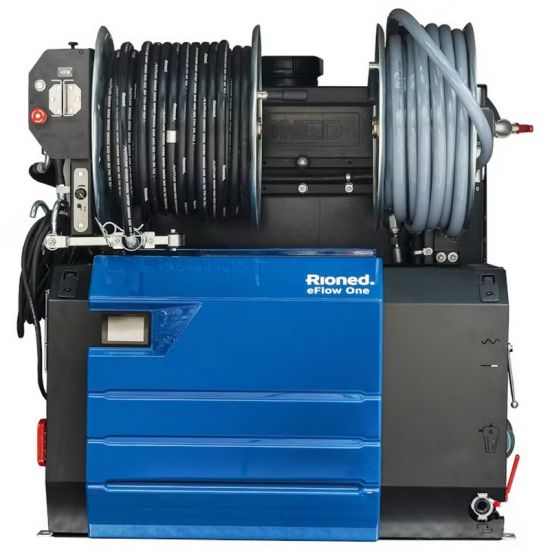 Instalația electrohidraulică Rioned eFlow One pentru curățarea profesională a sistemelor de canalizare