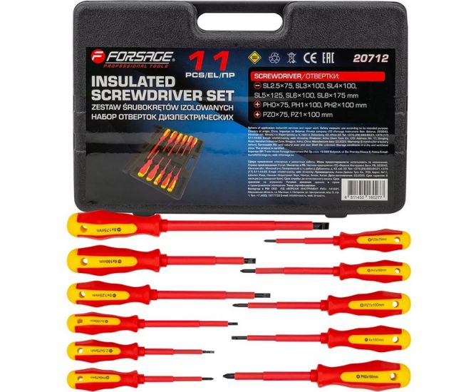 Set șurubelnițe izolate Forsage F-20712 (11 piese)