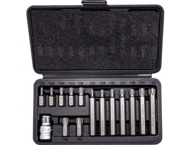 Набор бит TORX с битодержателем (15 шт; 1/2") Forsage F-4156