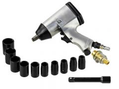 Cheie pneumatică cu impact 1/2" cu set de tubulare 8–27 mm GEKO G00580