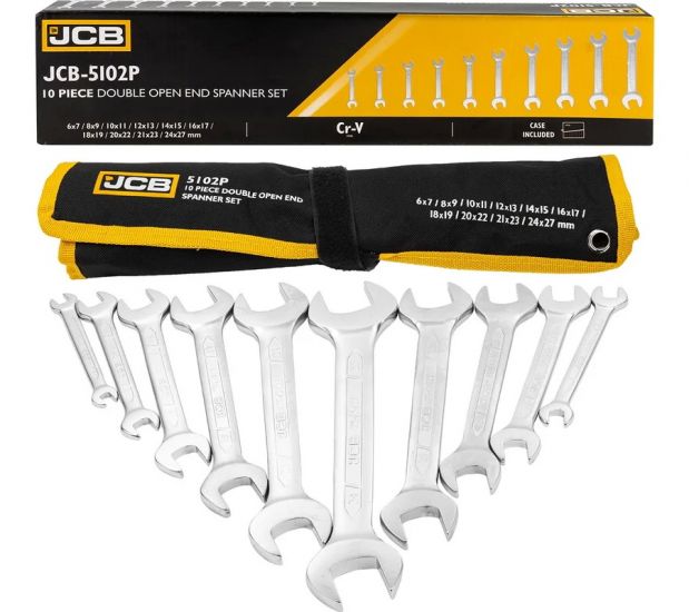 Набор рожковых ключей JCB, 10 предметов JCB-5102P