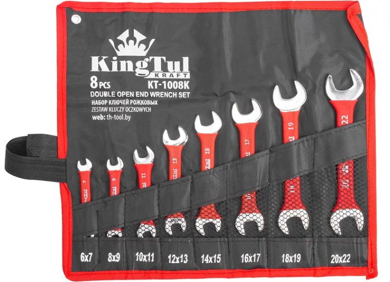 Set de chei fixe KingTul 6x7–20x22 mm, 8 piese, în husă KT-1008k