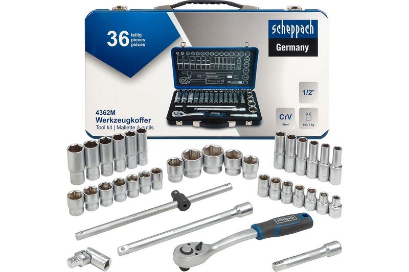 Набор торцевых головок Scheppach 36 предметов 1/2" Sch-4362M