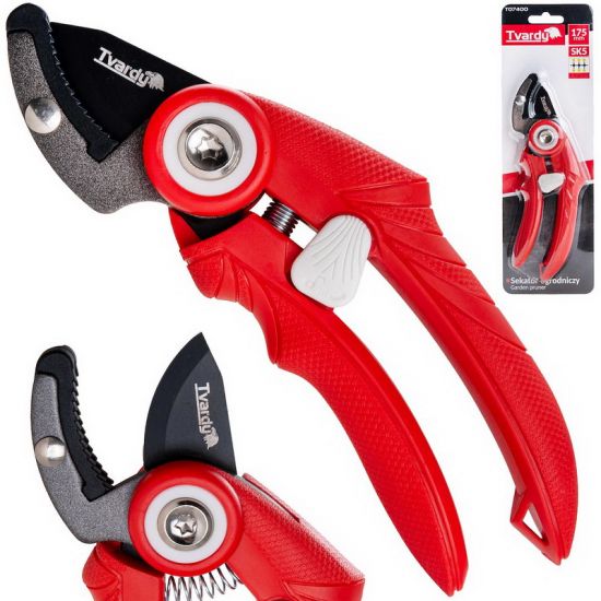 Секатор садовый с наковальней TVARDY T07400 175 мм SK5 PTFE